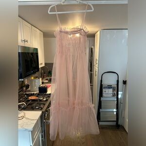Anthropologie sheer pink tulle dress